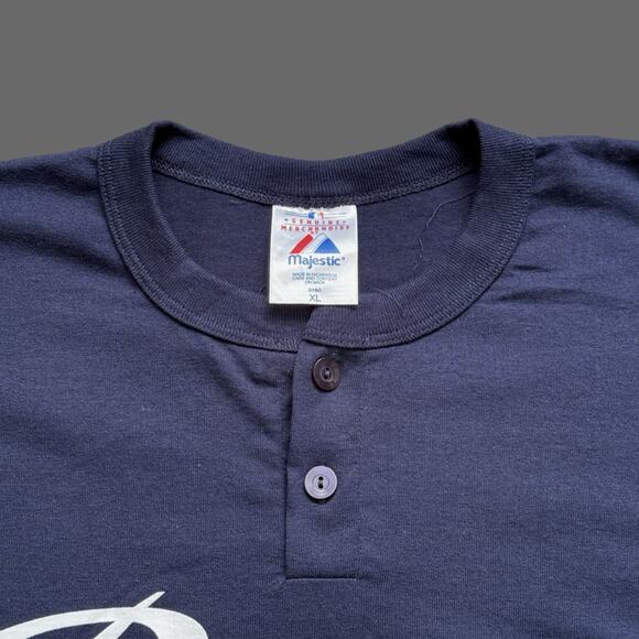Majestic SD Padres VTG 90s/2000s Navy Blue SS Henley Size XL EUC MLB - Picture 3 of 7